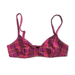 Solid and Striped Rachel Pink Plaid Bikini Top XS